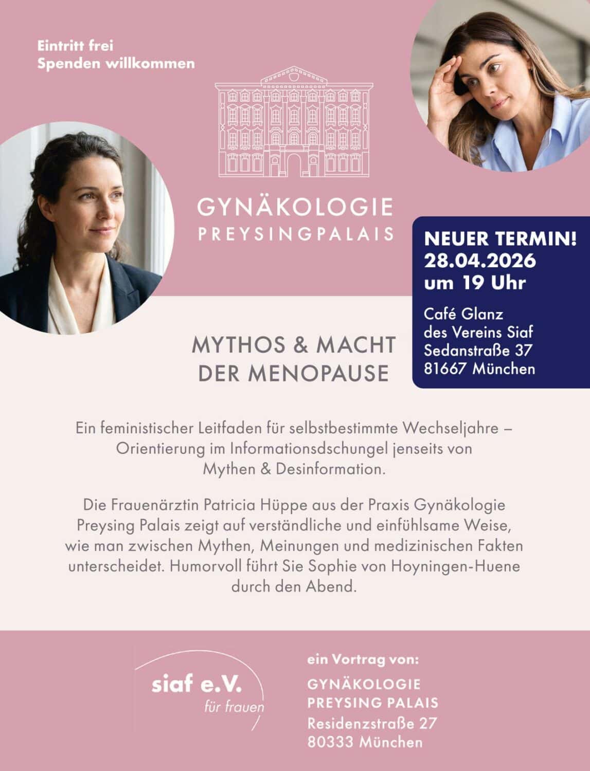 Flyer zum Thema Mythos und Macht der Menopause